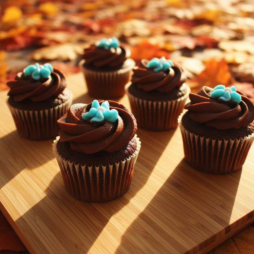 After: Autumn leaves with bamboo board